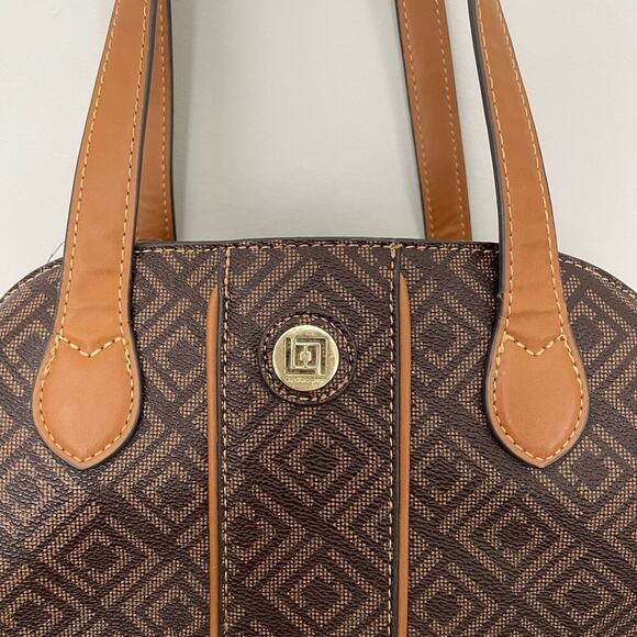 Liz Clayborne Geometric Brown Medium Envelope Handbag Shoulder Purse with Straps - Picture 2 of 13